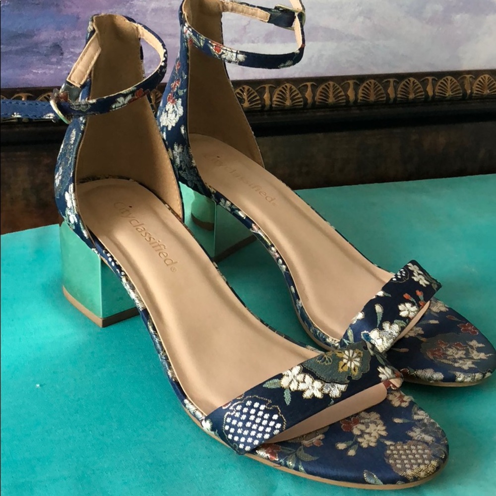 Blue/gold  sandals